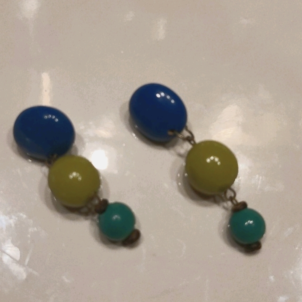 ✴Retro Chic / Tri Color Dangling Earrings